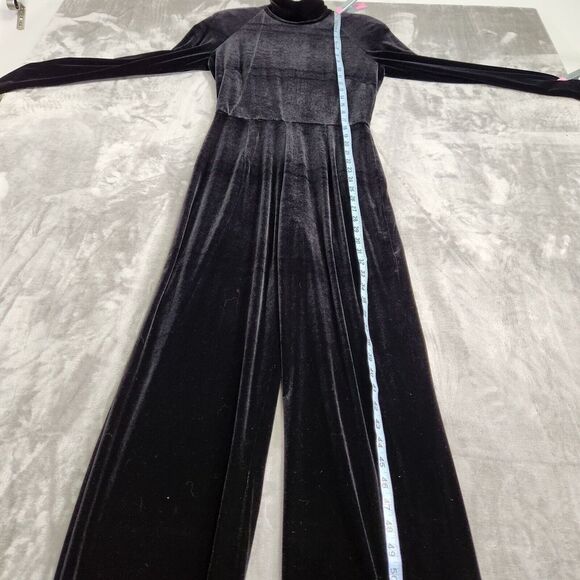 VTG Lillie Rubin Jumpsuit Womans 6 Black Velvet Mock Neck Long Sleeve 1 Pc Goth - Picture 11 of 14